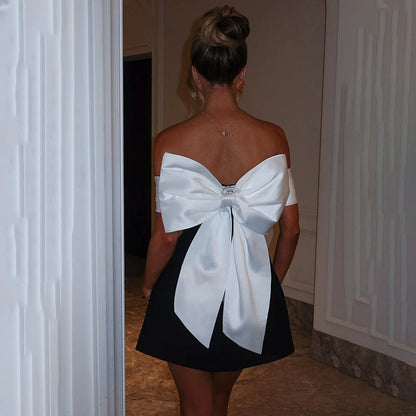 Slim Fit Off-Shoulder Color Block Dress