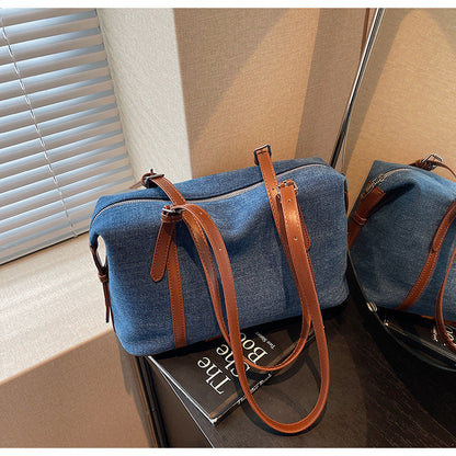 Stylish Denim Boston Bag Soft Casual Shoulder Tote