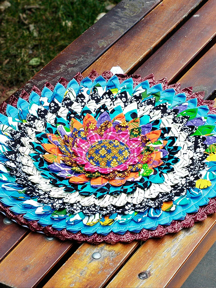 New Ethnic Style Handmade Round Fabric Seat Cushion Washable Cotton And Linen Tatami Mat Futon Splicing Garden Chair Cushion