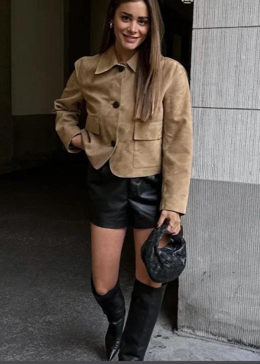Boxy Wool Jacket In Classic Camel Beige