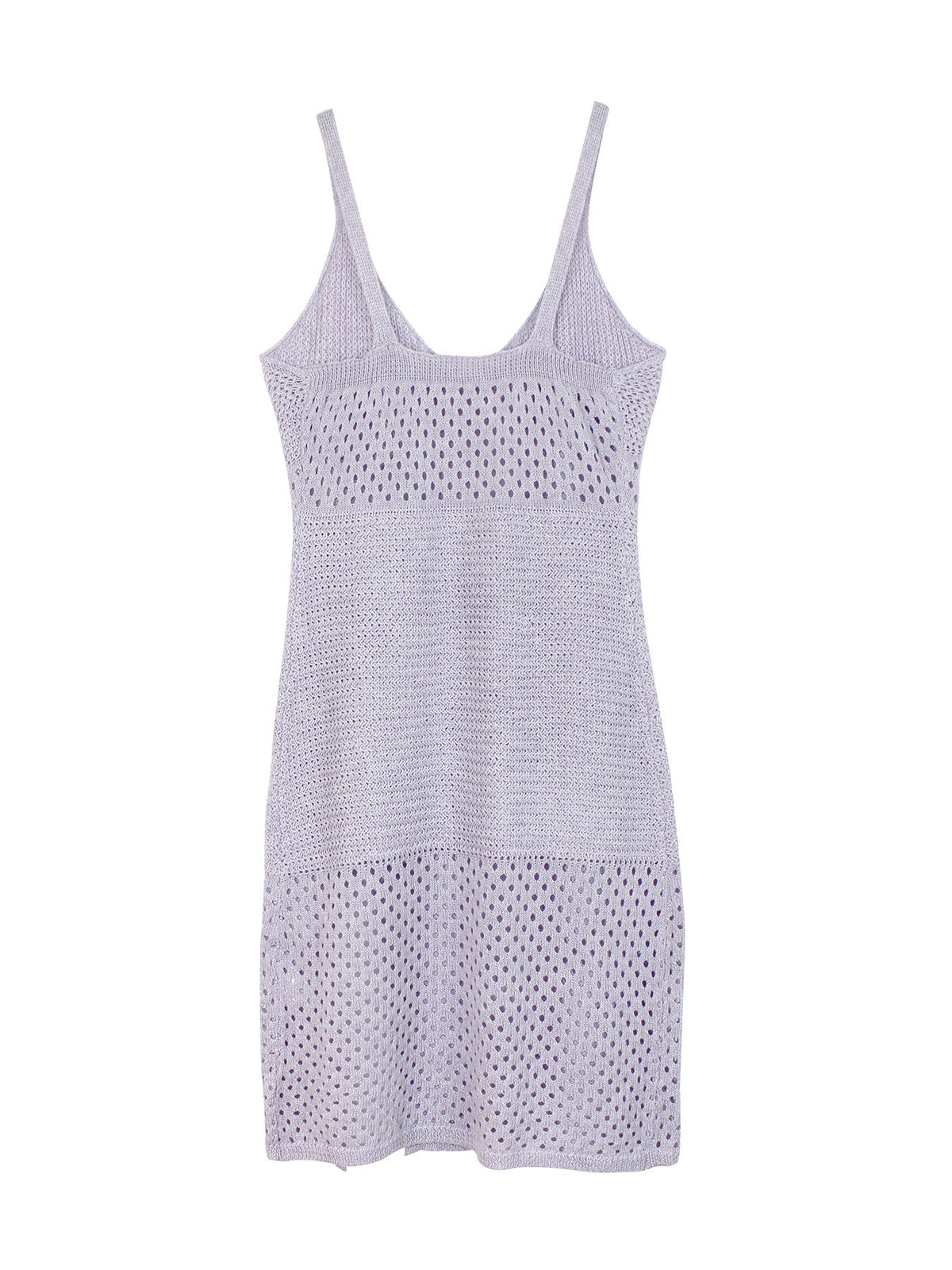 Solid Color Hollow Out Knitted Midi Dress
