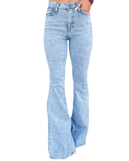 High-Waist Flared Jeans Soft Blue Comfortable Casual Pants