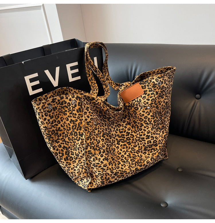 Leopaed Print Shoulder Bag Large Capacity Tote Bag