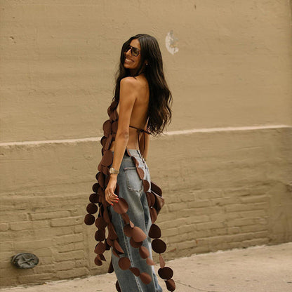 Sexy Backless Halter Top Trendy Long Tank Top