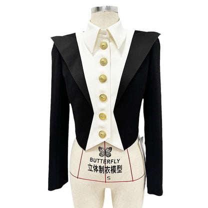 Color Block Tailored Short Jacket