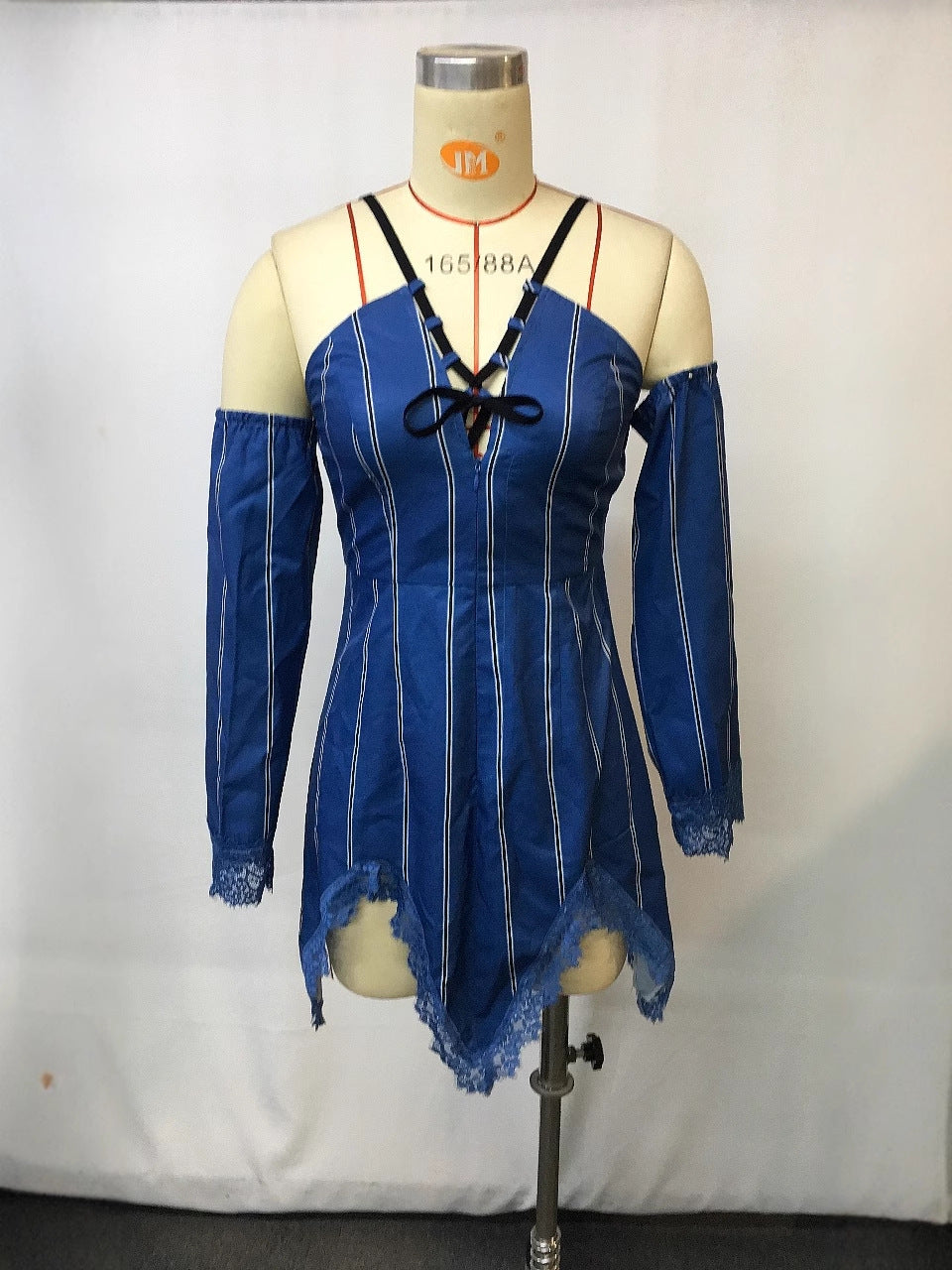 Retro Western Style Striped Print Casual Long Sleeve Dress