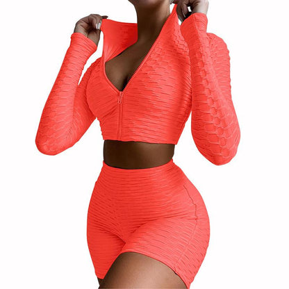 Women'S Yoga Clothes Fashion Solid Long-Sleeved Casual Sports Suit Women