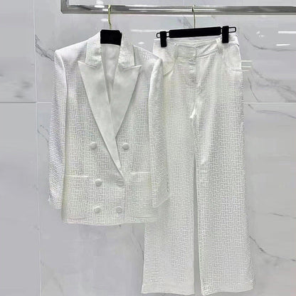 Acetate Satin Double-Breasted Suit Pants Set
