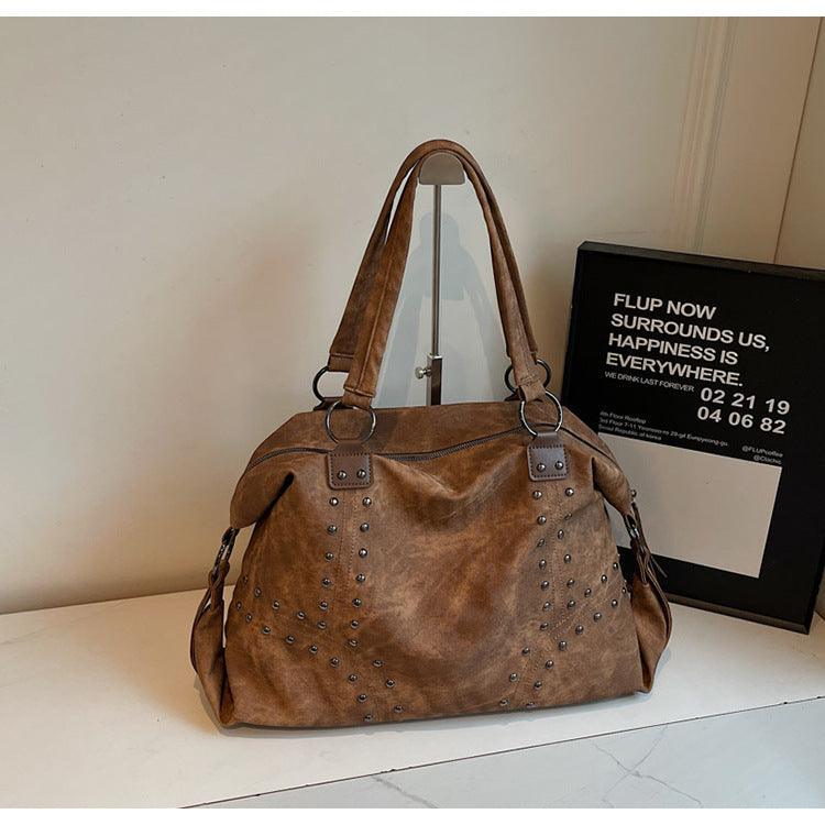 Trendy Soft PU Leather Tote Bag with Studs