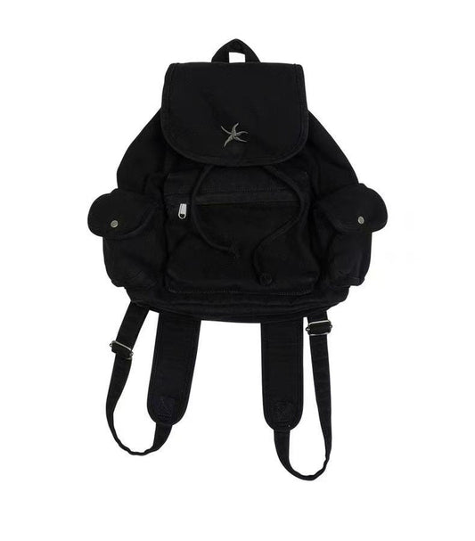 Denim Washed Multiple Pockets Portable Backpack