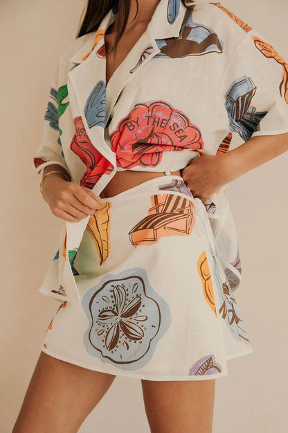 Floral Print Linen Dress Set Chic Casual Outfit