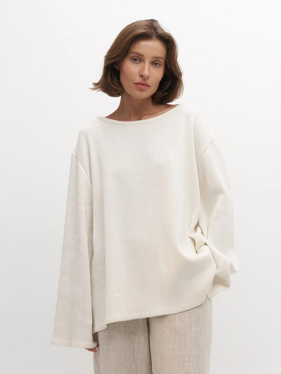 Stylish Backless Knit Sweater Cozy Casual Pullover