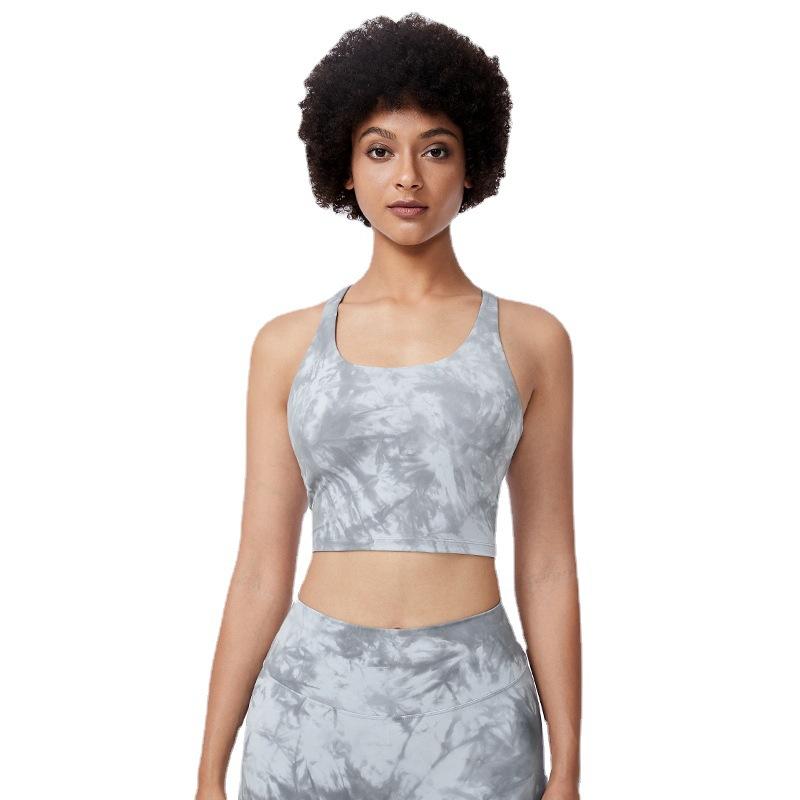 Large Tie Dyed Sports Underwear Women'S Training Fitness Vest With Bra Yoga Suit