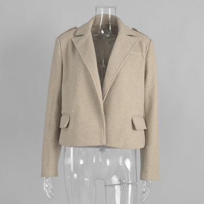 Loose Fit Blazer Jacket with Shoulder Epaulettes