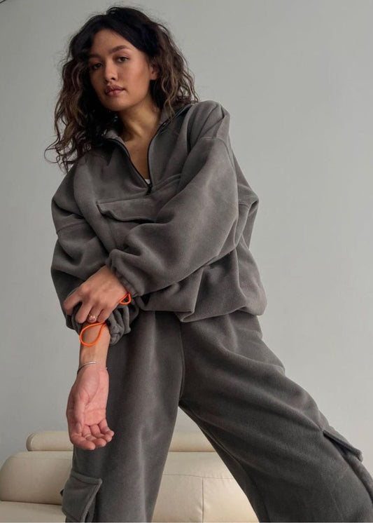 Fleece Cargo Set With Adjustable Drawstrings