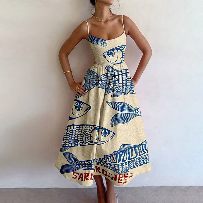 New Women's Casual A-Line Dress Solid Color Pleated Maxi Dress