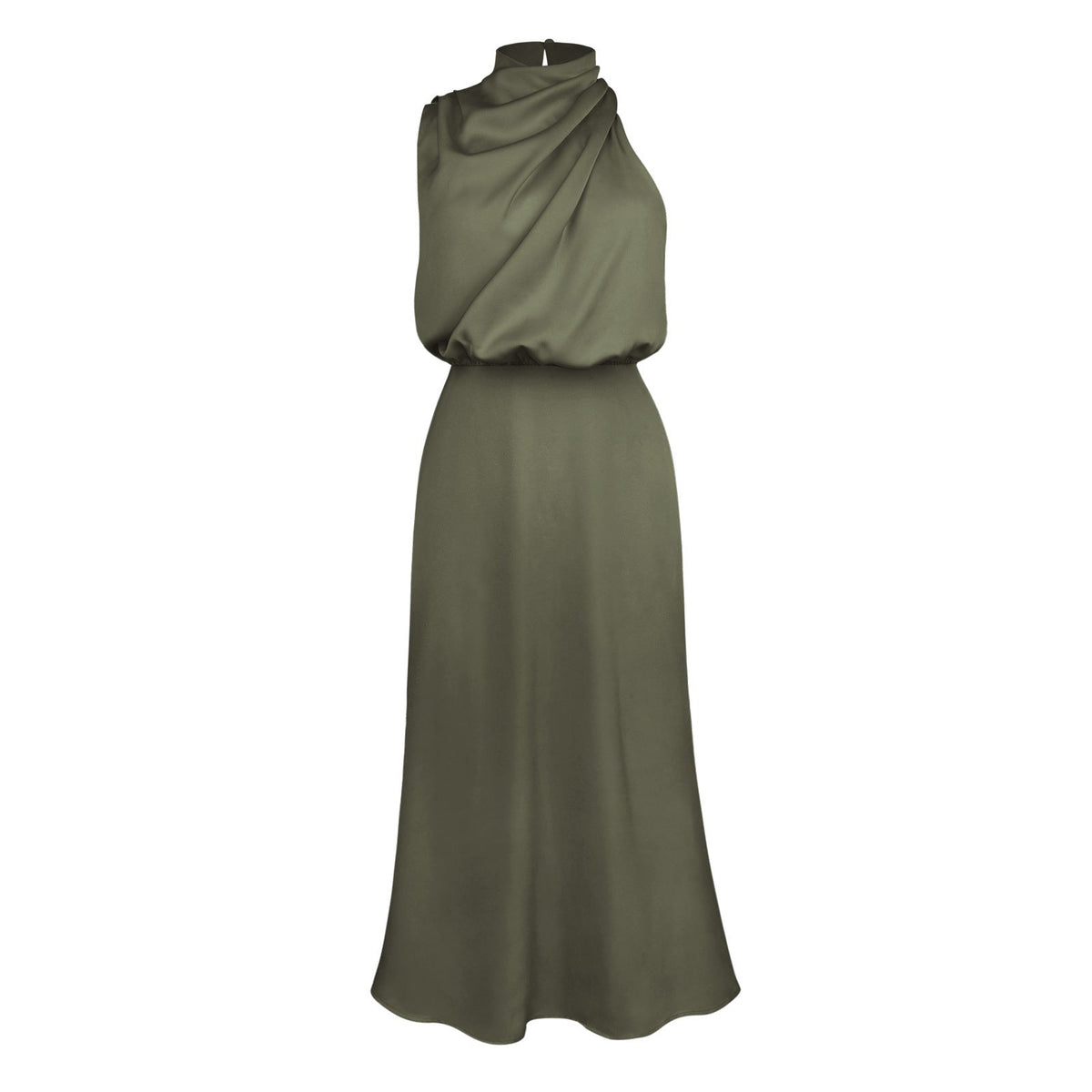Elegant Sleeveless Satin Dress Casual Chic Evening Gown