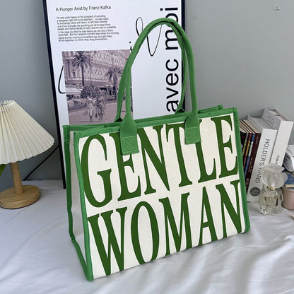 Large Capacity Printed Canvas Tote Bag Stylish Commuter Handbag