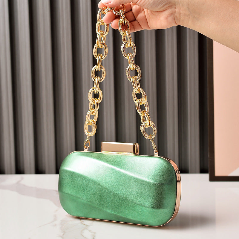 Metallic Evening Clutch Bag Silver Leather Party Bag