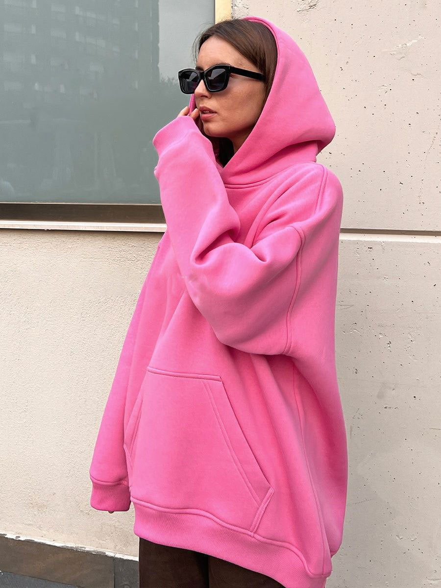 Unisex Plush Hooded Sweatshirt with Pockets