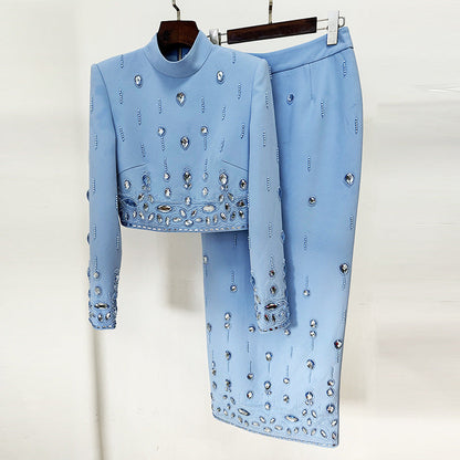 Beaded Short Sleeve Top And Long Skirt Set
