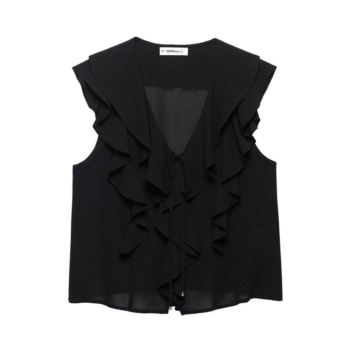 Ruffle V-Neck Sleeveless Top Mini Skirt Set