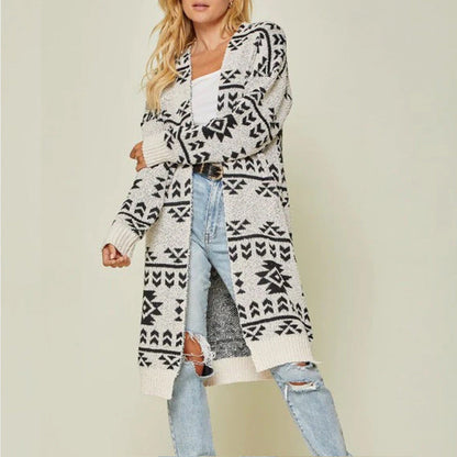 Sweater Cardigan Jacket Chunky Women Design Feel Small Jacquard Knit