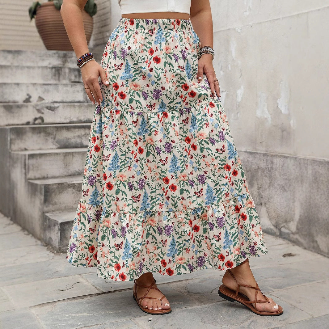 Floral Print Maxi Skirt Casual Summer Dress