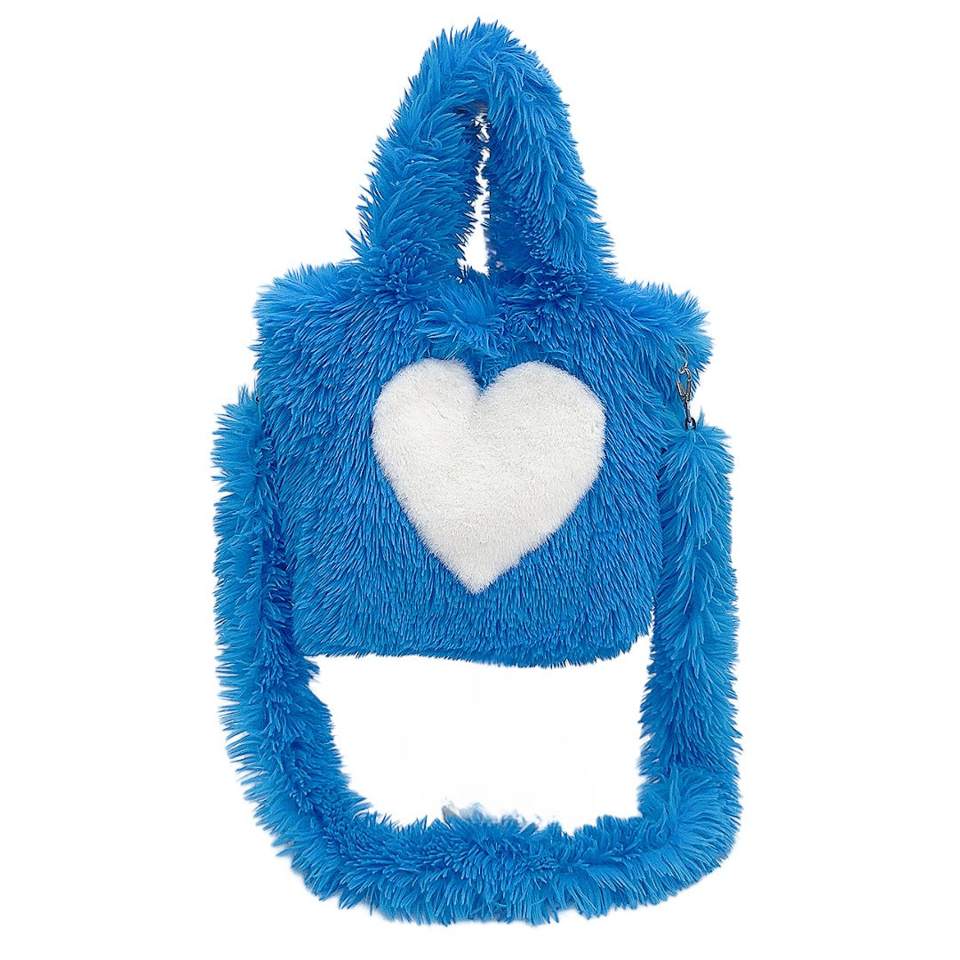 Large Capacity Fuzzy Heart Tote Shoulder Bag