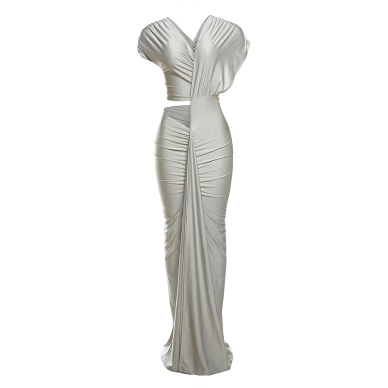 Sleek Cut-Out Bodycon Maxi Dress In Solid Colors