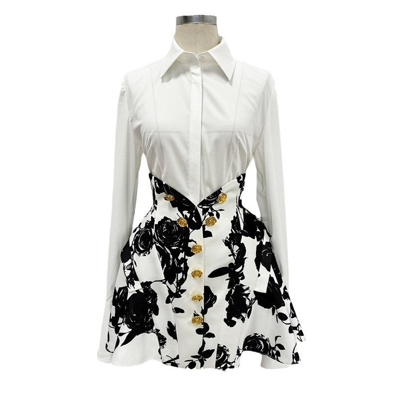 Fashion Tulip Waist Floral Print Skirt Set