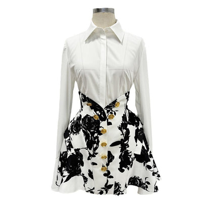 Fashion Tulip Waist Floral Print Skirt Set