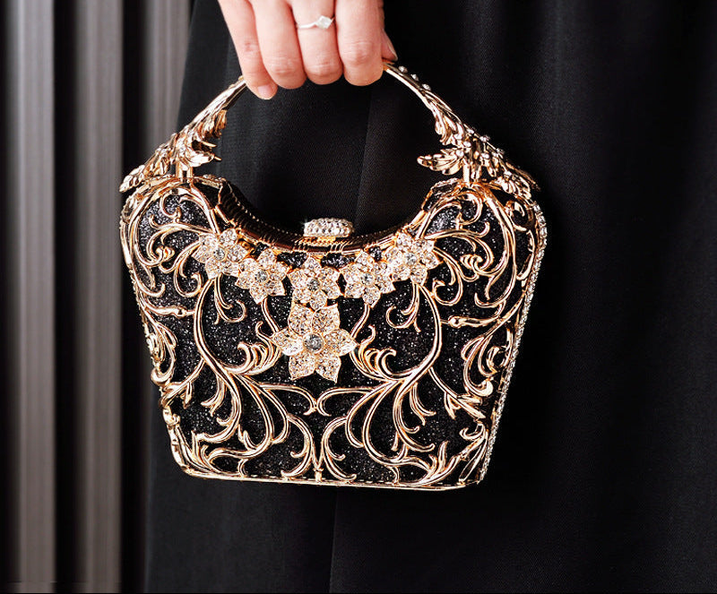 Elegant Black Evening Clutch with Hollow Design