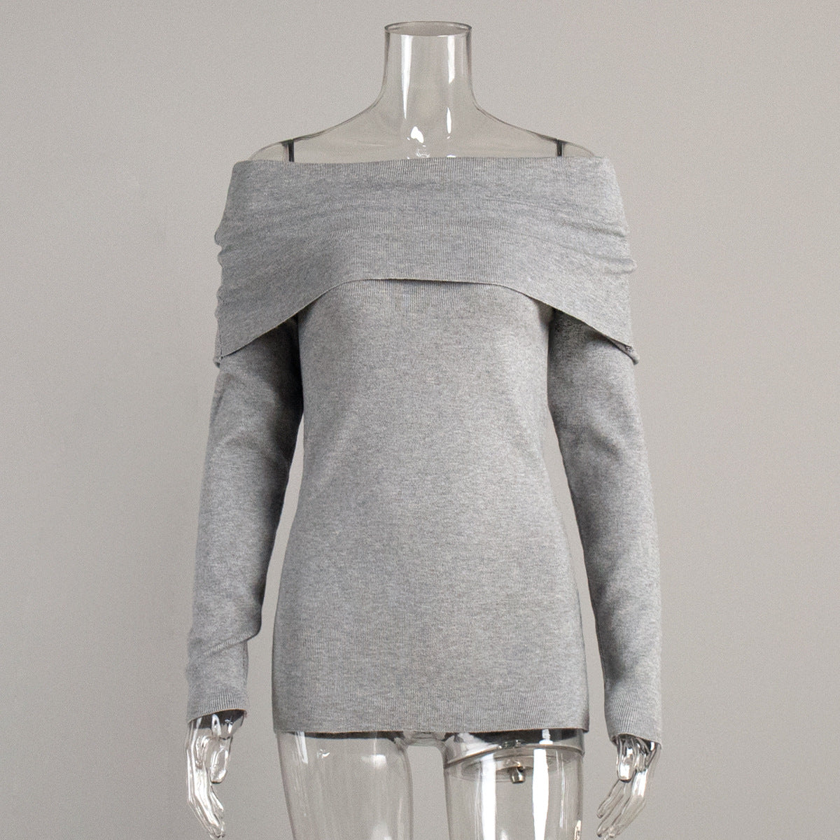 Off-Shoulder Long Sleeve Knit Top for Women
