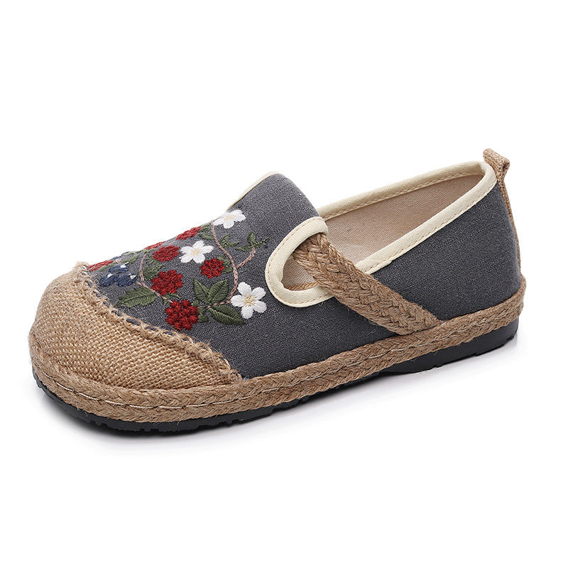 Shallow-Cut Cloth Shoes Custom-Made One-Pedal Ethnic Embroidered Shoes Light Breathable Sweat-Absorbent Cloth Shoes.