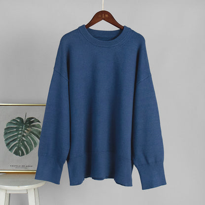 Casual Solid Color Sweater Comfortable Knit Pullover
