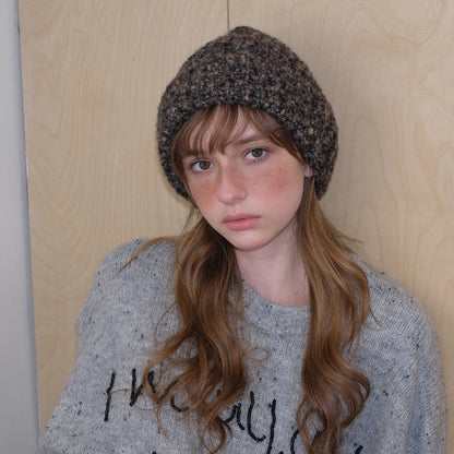 Knitted Wool Blend Beanie Hat for Women