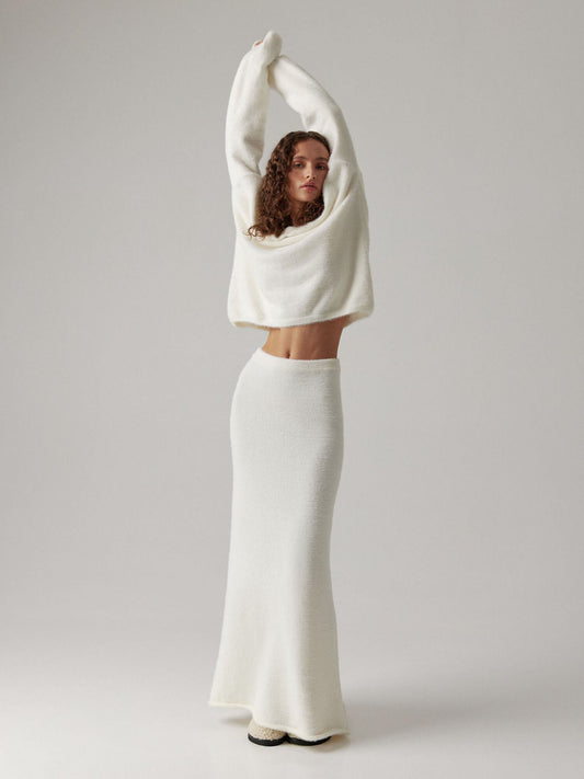 Minimalist V-Neck Knit Sweater Dress Set for Women