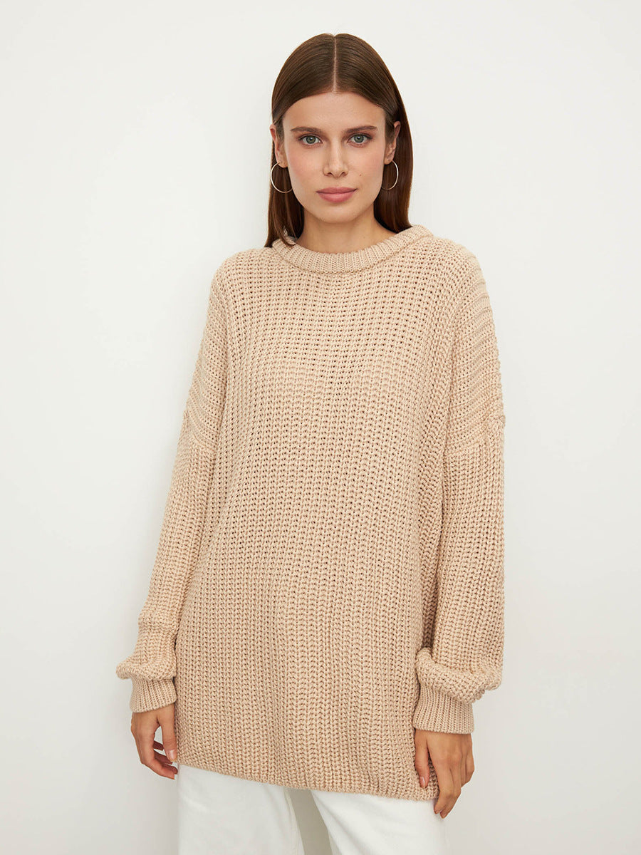 Loose-Fit Lantern Sleeve Knit Sweater