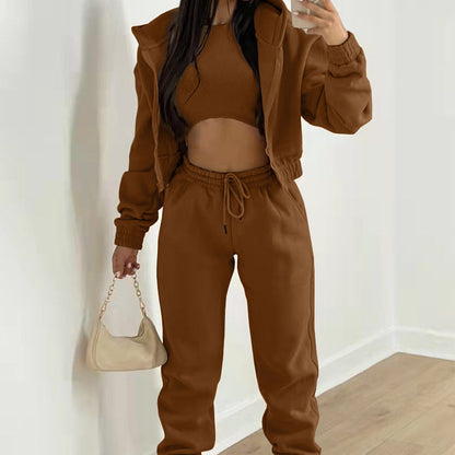 Solid Color Hoodie Jogger Set Stylish Comfortable Sportswear