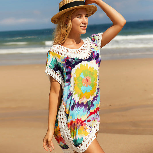 Sexy Rendered Beach Swimsuit Bikini Summer Cool Sun Protection Air Conditioning Blouse