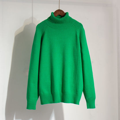 Chic High Neck Sweater Casual Pullover Solid Color