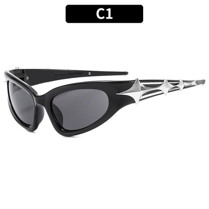 Trendy Outdoor UV Protection Sunglasses Stylish Futuristic Rectangular Shades
