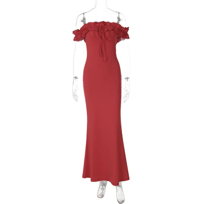 Elegant Off-Shoulder Ruffled Bodycon Dress