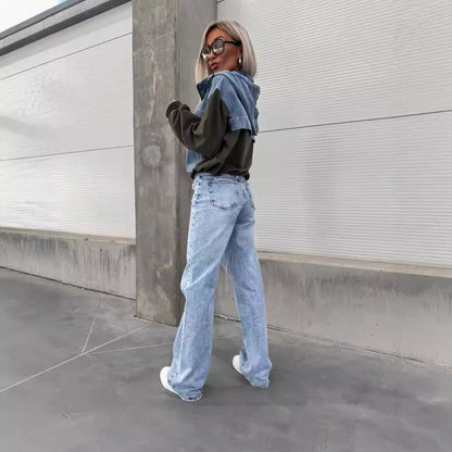 Casual Oversized Denim Hoodie for Women
