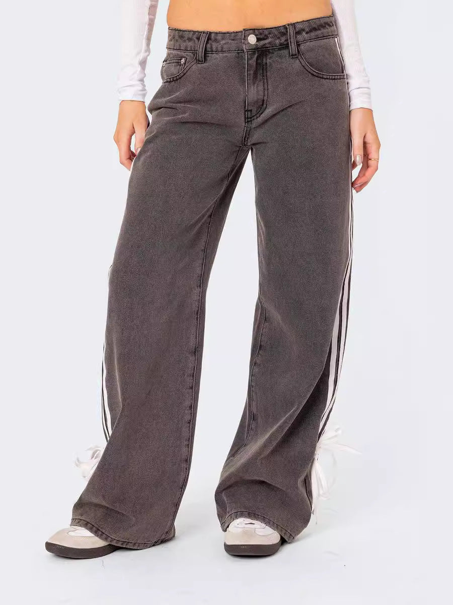 Trendy Loose-Fitting Wide Leg Women's Denim Pants