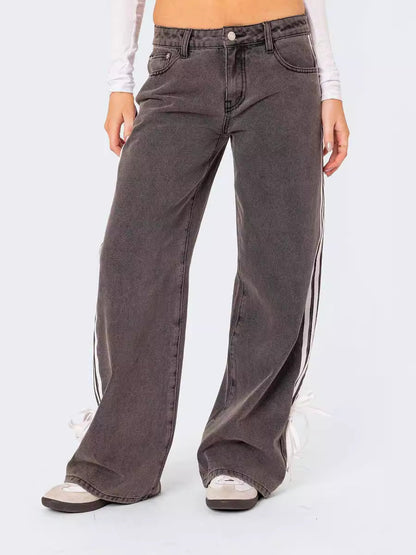 Trendy Loose-Fitting Wide Leg Women's Denim Pants