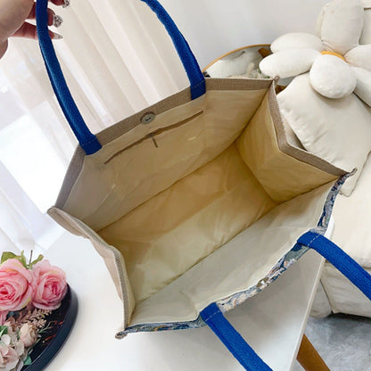 Embroidered Linen Tote Bag Stylish Casual Bag