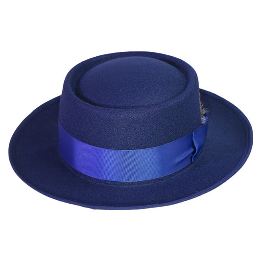 Trendy Pork Pie Wool Felt Hat for Men and Women