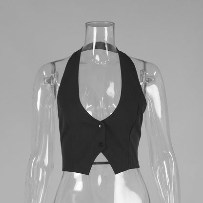 Crossback Crop Tank Top Sexy Backless Vest for Women